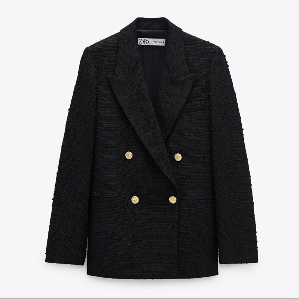 Zara Black Blazer with Gold Buttons